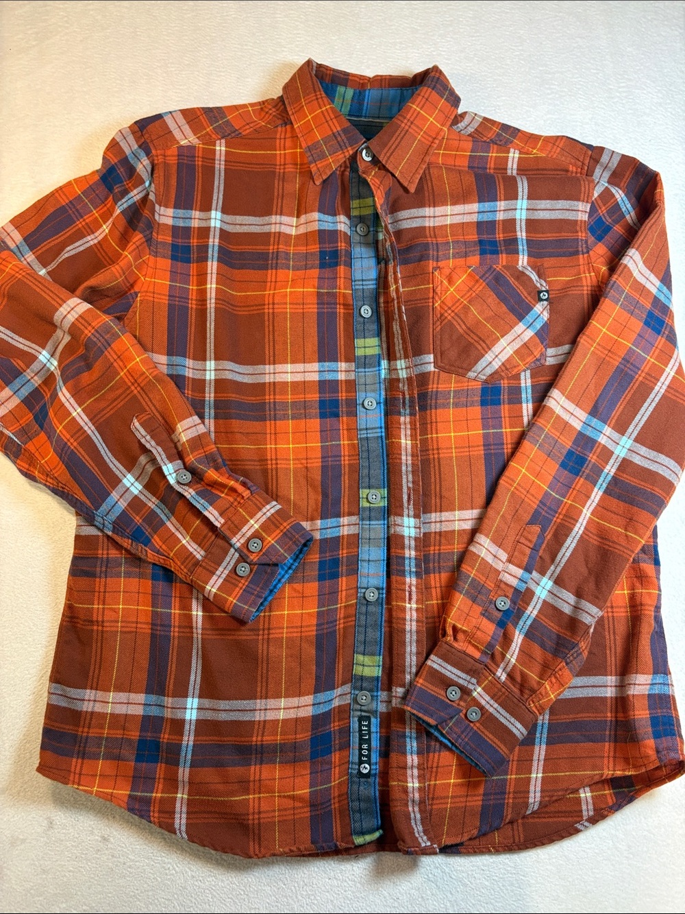 Marmot Blue and Green Plaid Button-Up Shirt